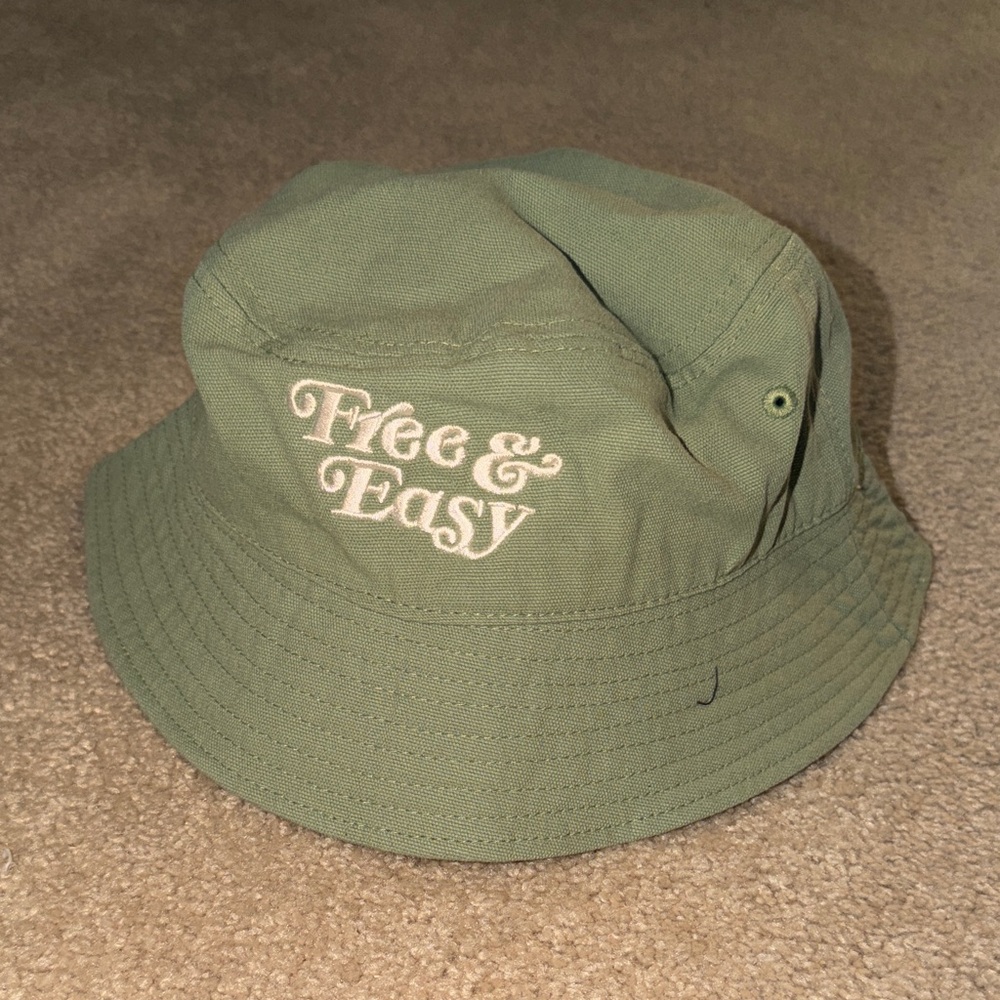 Free & Easy Green Bucket Hat with Embroidered Text